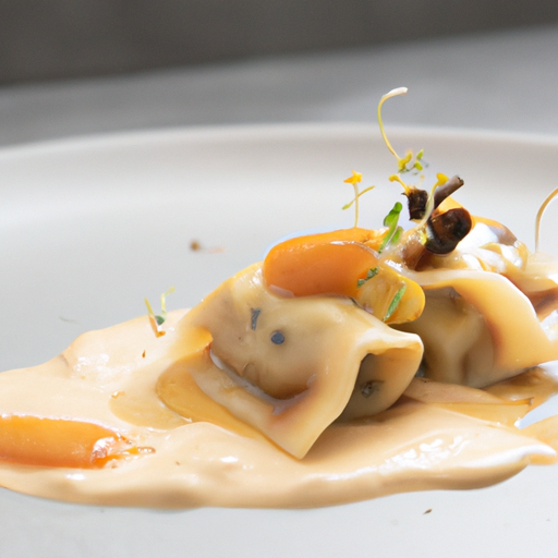 Raviolis croustillants au confit de canard et sauce au foie gras