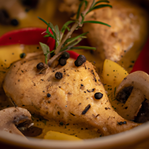 Cassolette de poulet à la bière et aux champignons sauvages