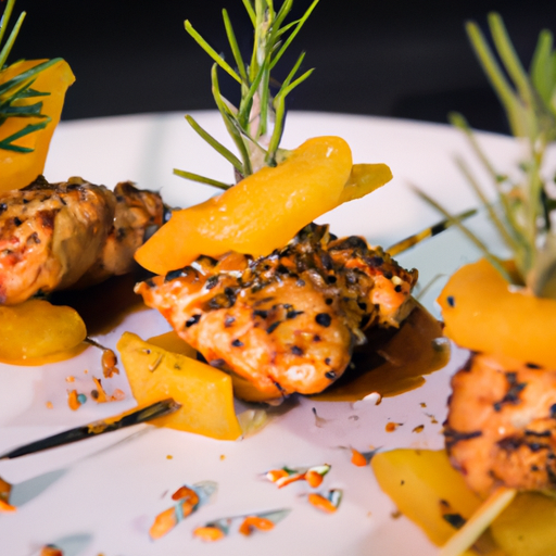 Brochettes de poulet au caramel d'agrumes et graines de sésame