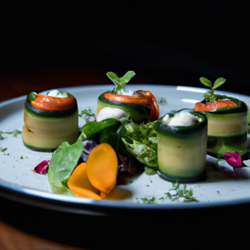 Roulés de courgettes farcies au chèvre et tomates séchées