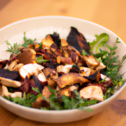 Salade d'automne aux champignons sauvages et châtaignes
