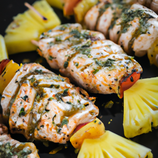 Brochettes de poulet cajun et ananas grillé