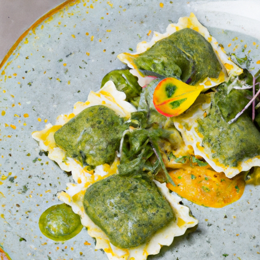 Raviolis croustillants au pesto de roquette