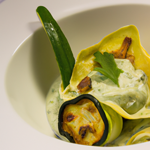 Raviolis de courgettes farcis aux champignons sauvages