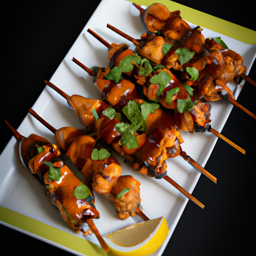 Brochettes de poulet au miel et sésame