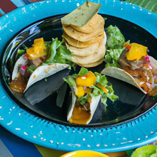 Tacos croustillants au porc effiloché et salsa de mangue