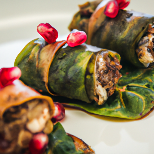 Feuilles de vigne farcies à la grenade et aux noix