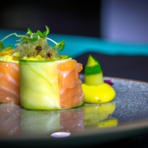 Roulés de saumon fumé et mousse d'avocat au wasabi
