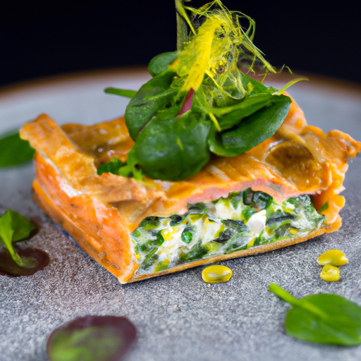 Pavé de saumon en croûte de sarrasin et pesto de roquette