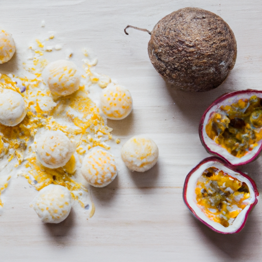 Sphères de coco croustillantes aux fruits de la passion