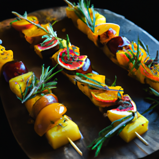 Brochettes de fruits grillés au sirop de romarin