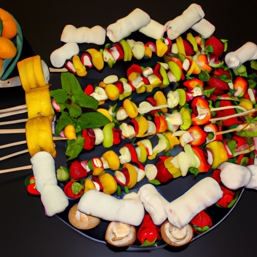 Brochettes arc-en-ciel de fruits et marshmallows