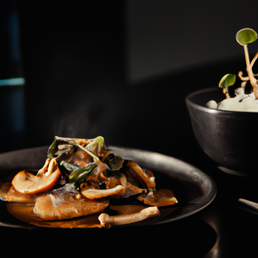 Émincé de champignons sautés au miso et sésame