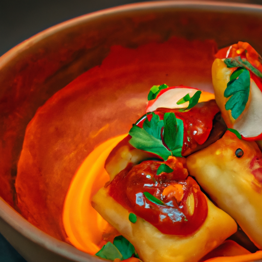 Raviolis croustillants de patate douce et chorizo