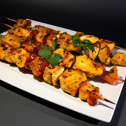 Brochettes de poulet mariné au miel et aux épices