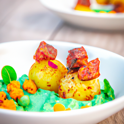 Bouchées de patate douce rôtie et houmous de pois chiches à la coriandre