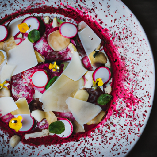 Carpaccio de betteraves multicolores et tuiles de parmesan