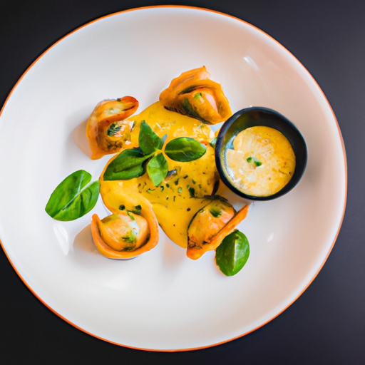 Raviolis croustillants au poulet et à la mangue