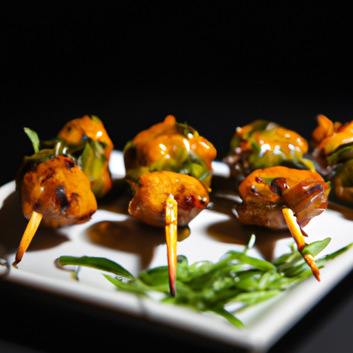 Brochettes de poulet croustillant au miel et à la moutarde