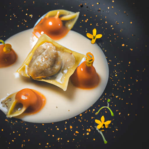 Raviolis croustillants au confit de canard et sauce aux figues