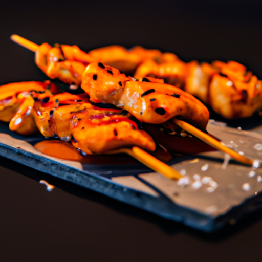 Brochettes de poulet laquées au miel et sésame