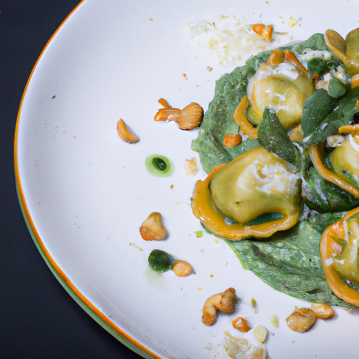 Raviolis croustillants au pesto de roquette