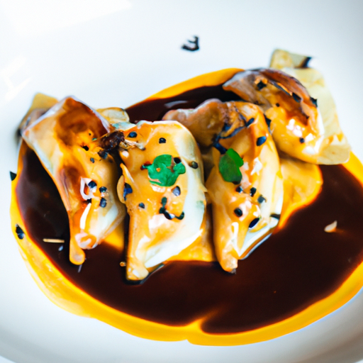 Raviolis croustillants au magret de canard et sauce au miel