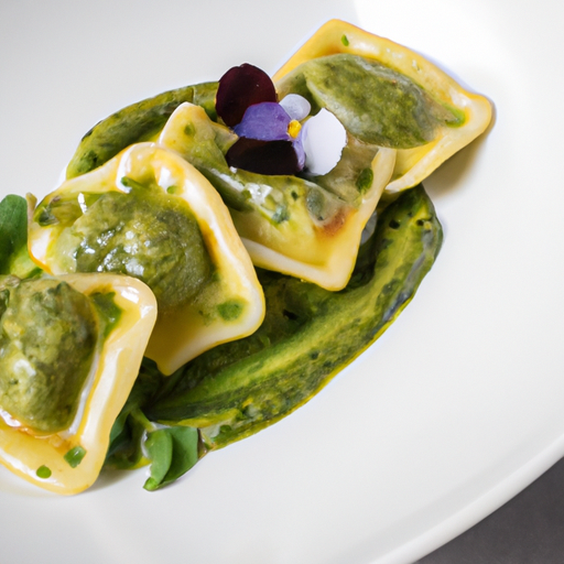 Raviolis de patate douce au pesto de roquette