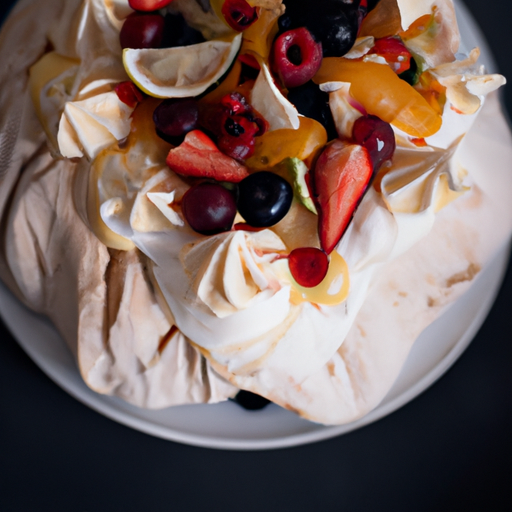 Pavlova aux fruits exotiques et crème chantilly