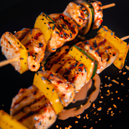 Brochettes de poulet marinées au miel et sésame