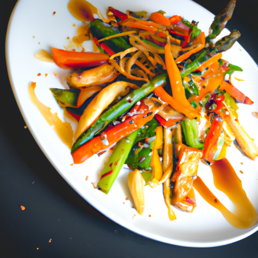 Nouilles de patate douce sautées au sésame et légumes croquants
