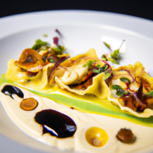 Raviolis croustillants aux champignons sauvages et noisettes