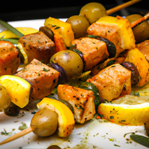 Brochettes de lotte marinée aux agrumes et aux herbes