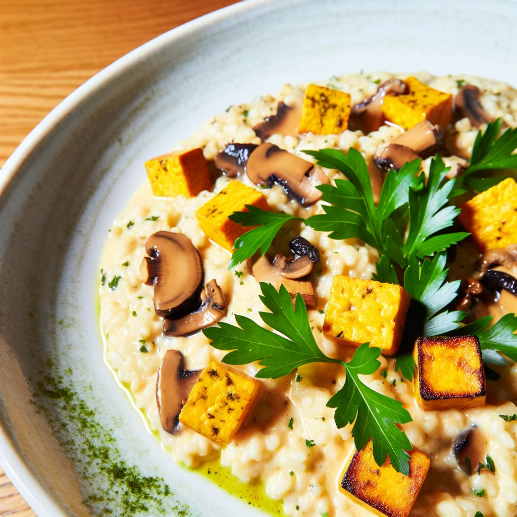 Risotto aux champignons et tofu fumé