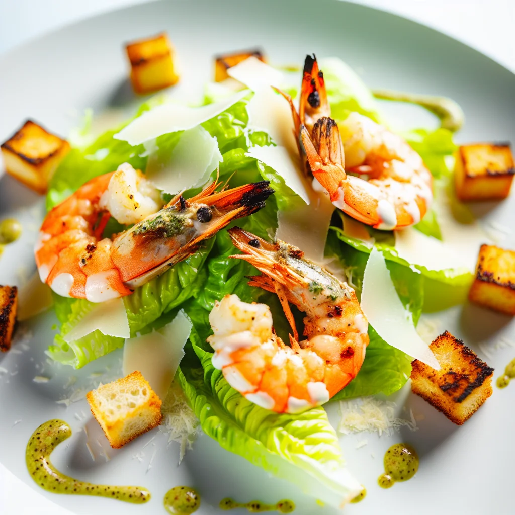 Salade César aux crevettes grillées