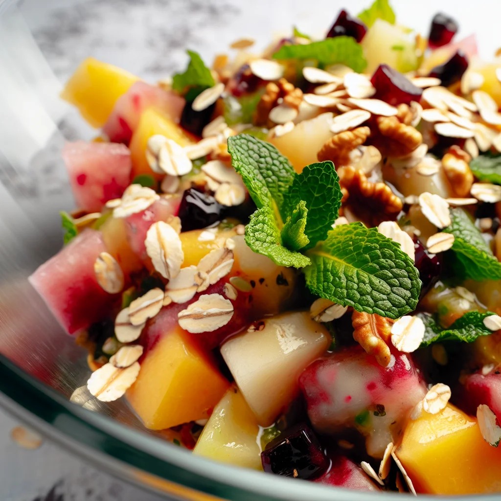 Salade croquante d'été à l'avoine et aux fruits