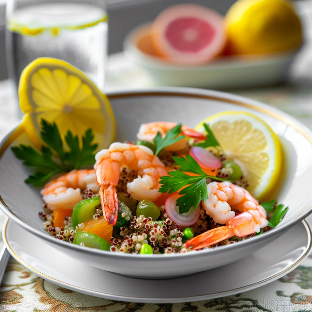 Salade de quinoa aux agrumes et crevettes