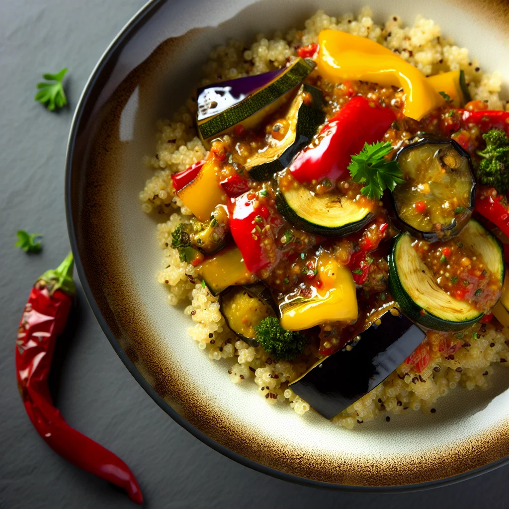 Salade de quinoa épicée et légumes grillés