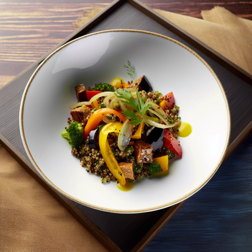Salade de quinoa méditerranéenne aux légumes grillés