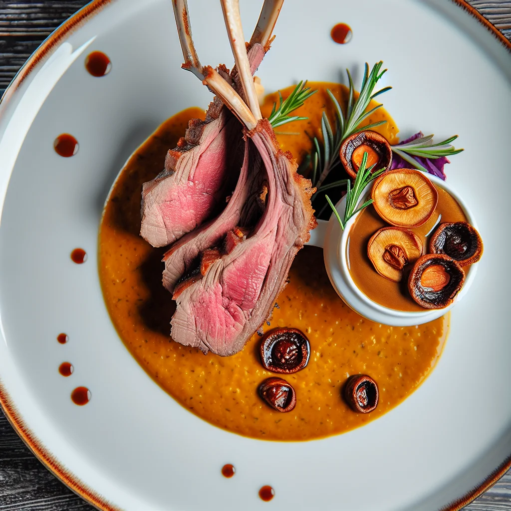 Selle d'Agneau Rôtie aux Herbes et son Velouté de Châtaignes