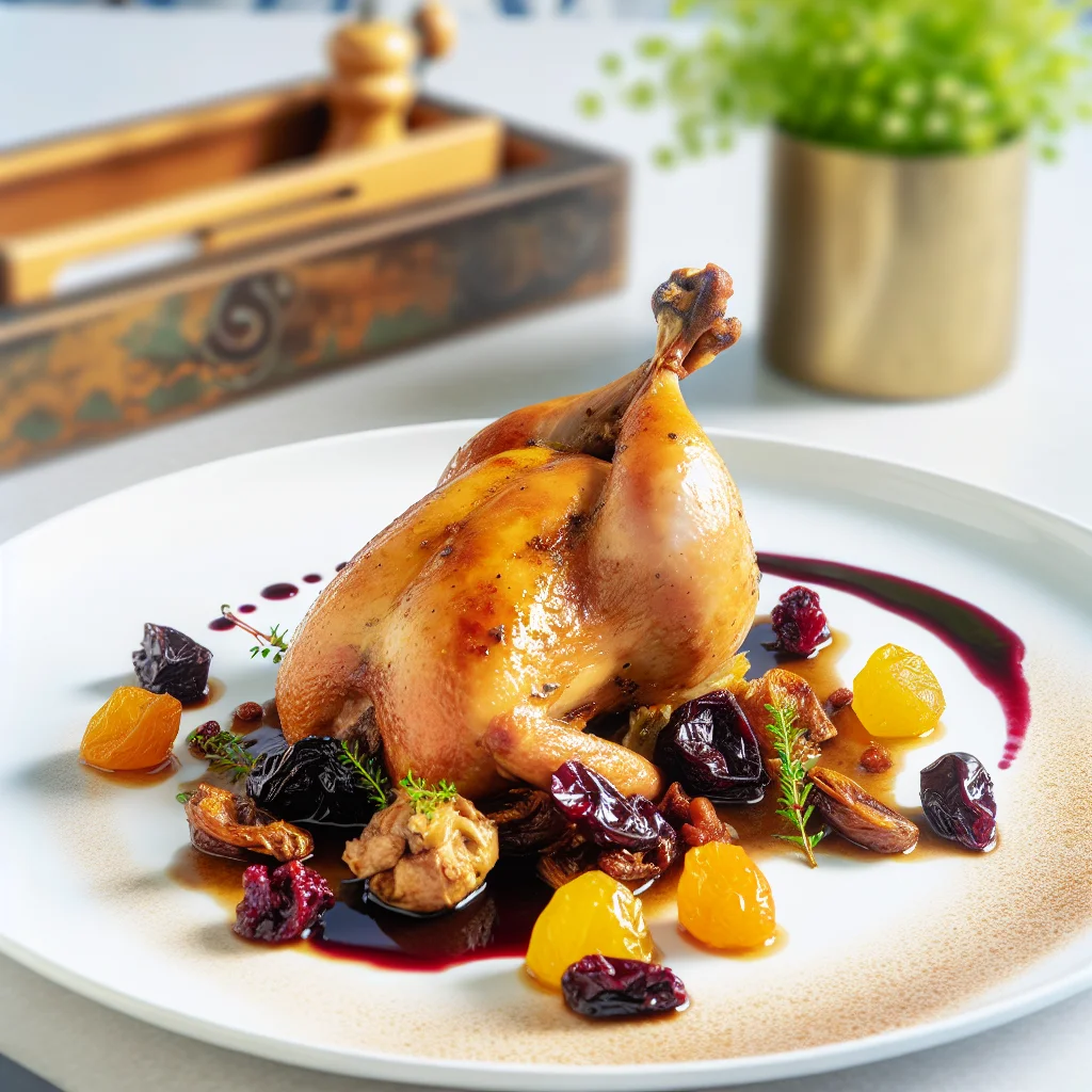 Suprême de pintade aux fruits secs et sauce au porto