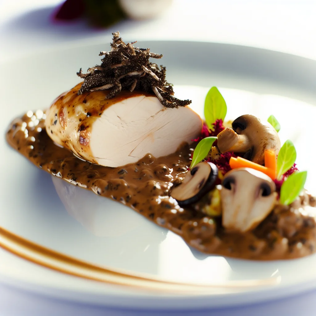 Suprême de volaille aux champignons et sauce truffée