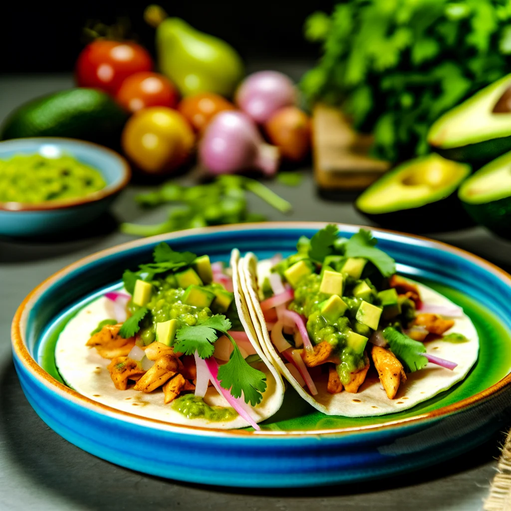 Tacos de Poulet aux Épices Douces et Salsa Avocat-Coriandre