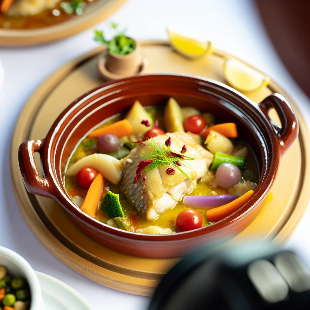 Tajine de lotte aux épices douces et légumes croquants