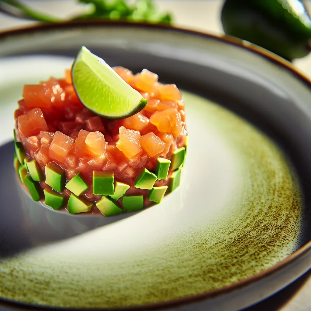 Tartare de saumon à l'avocat et zeste de citron vert