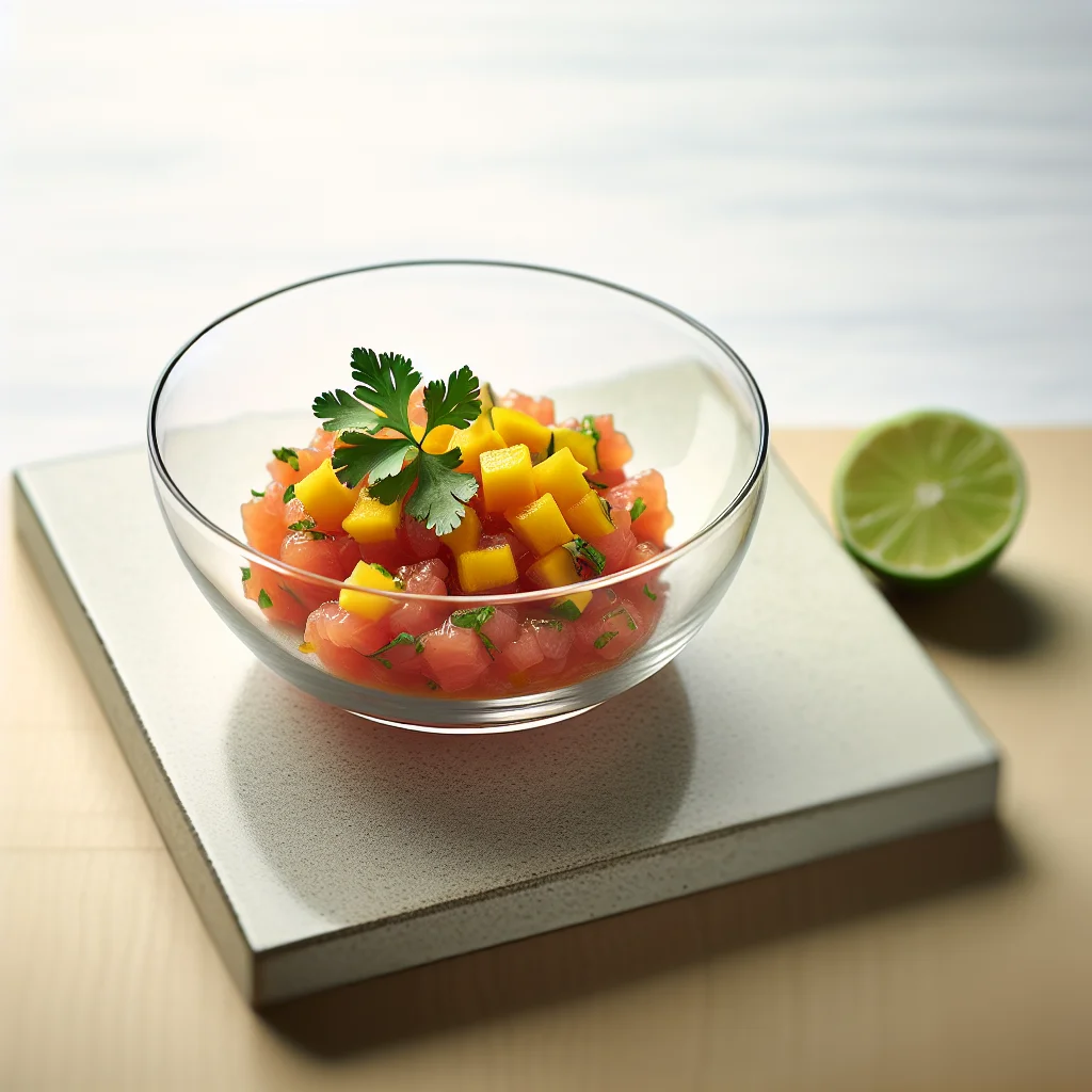 Tartare de saumon à la mangue et à la lime