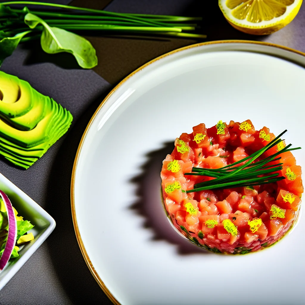 Tartare de Saumon Citronné sur Lit d'Avocat