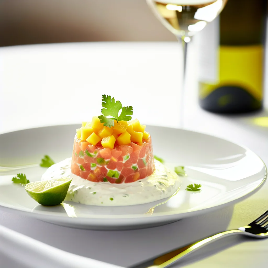 Tartare de saumon frais à la mangue et citron vert