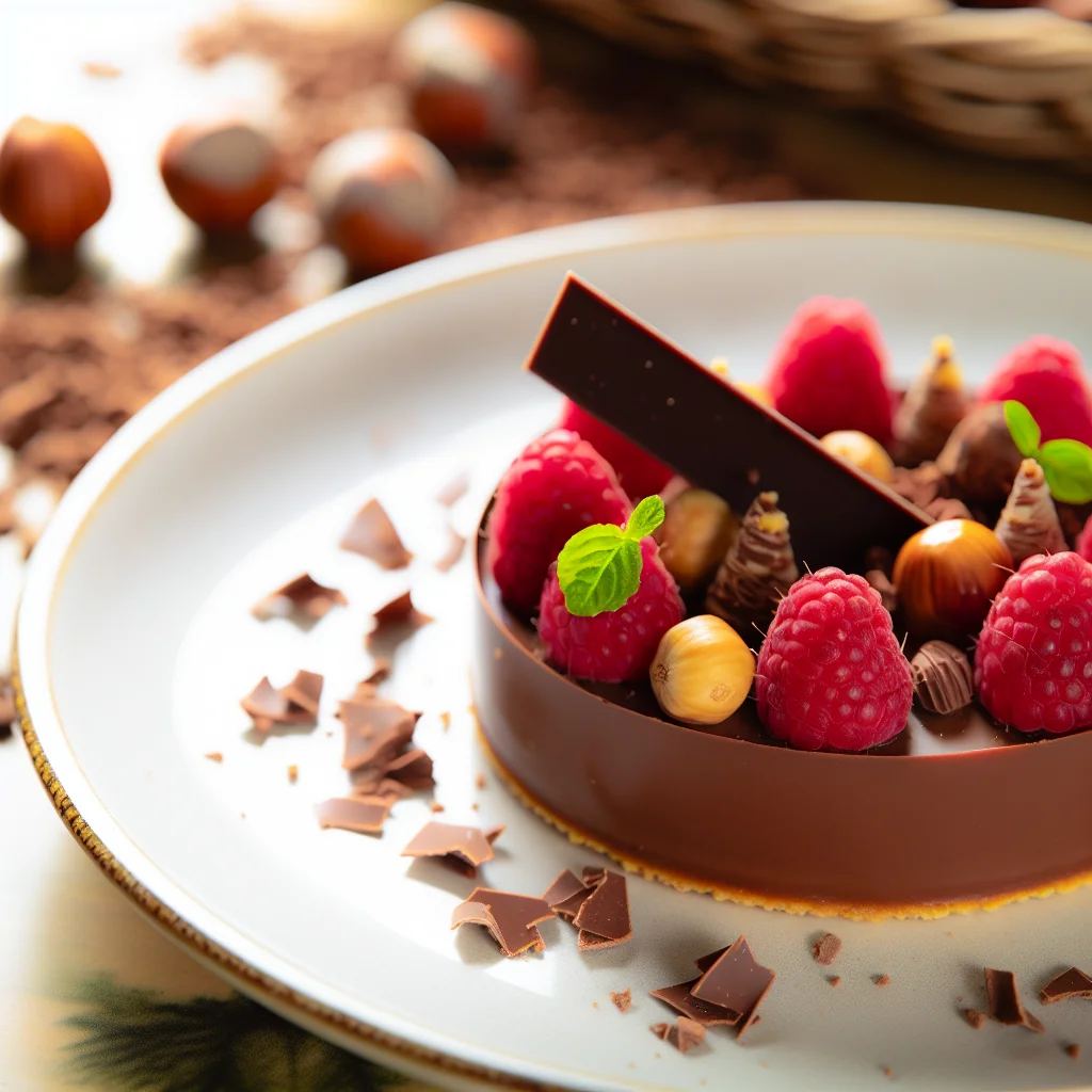 Tarte au Chocolat Praliné et Framboises