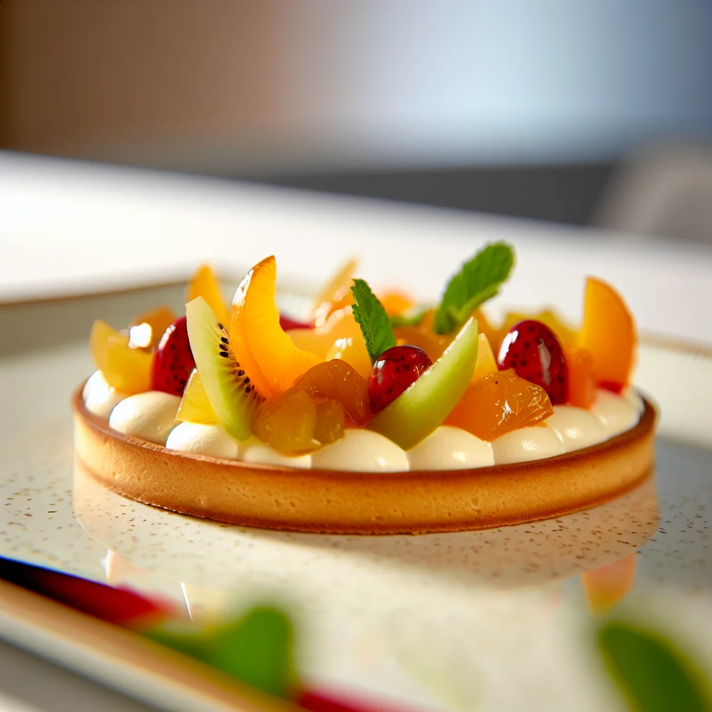 Tarte aux fruits du verger et mousse de vanille